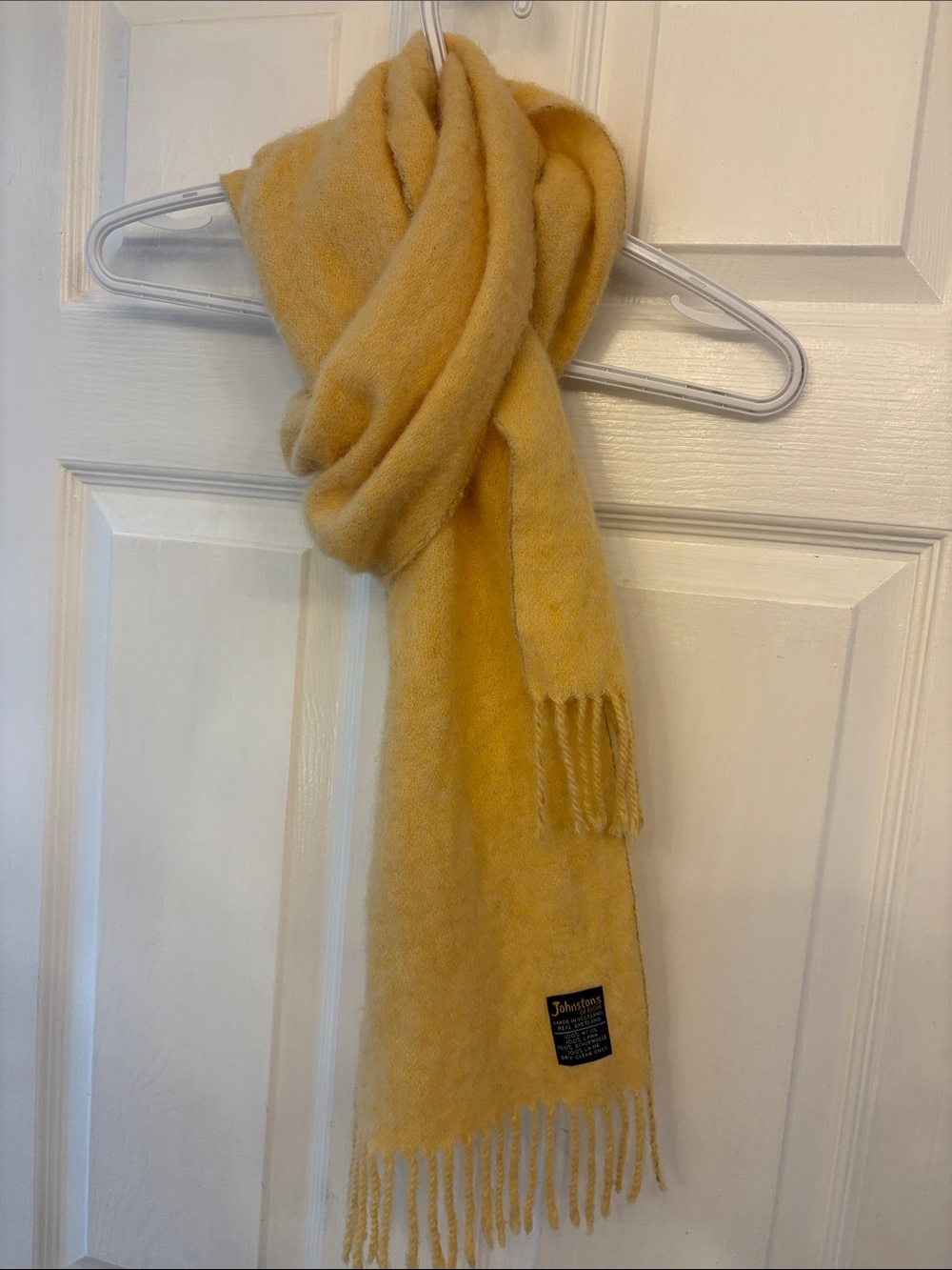 Johnstons of Elgin Butter Yellow Fringe Scarf